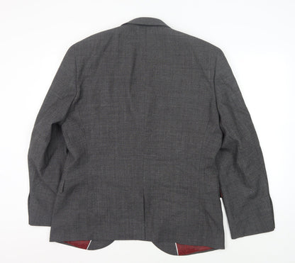Next Men's Grey Blazer, 42S, Regular Fit, Wool