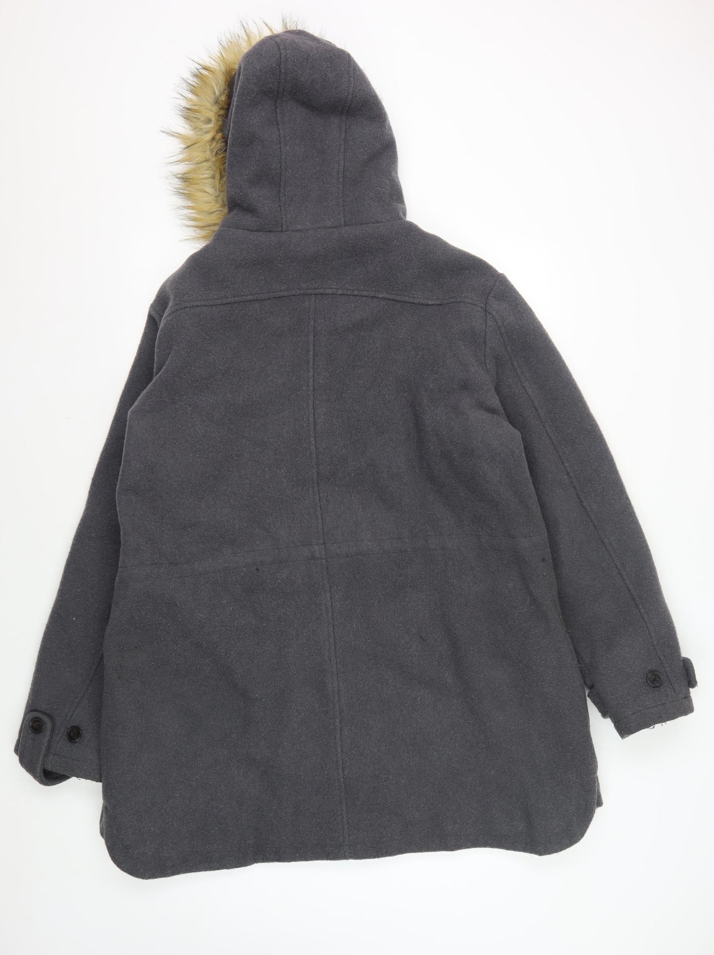 FatFace Women’s Grey Wool Blend Parka Coat L