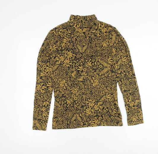 Marks and Spencer Women's Gold Floral 8 High Neck T-Shirt