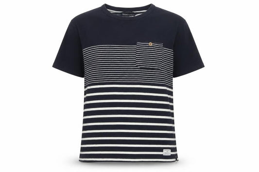 Shore Womens Leave Black Striped Cotton T-Shirt M