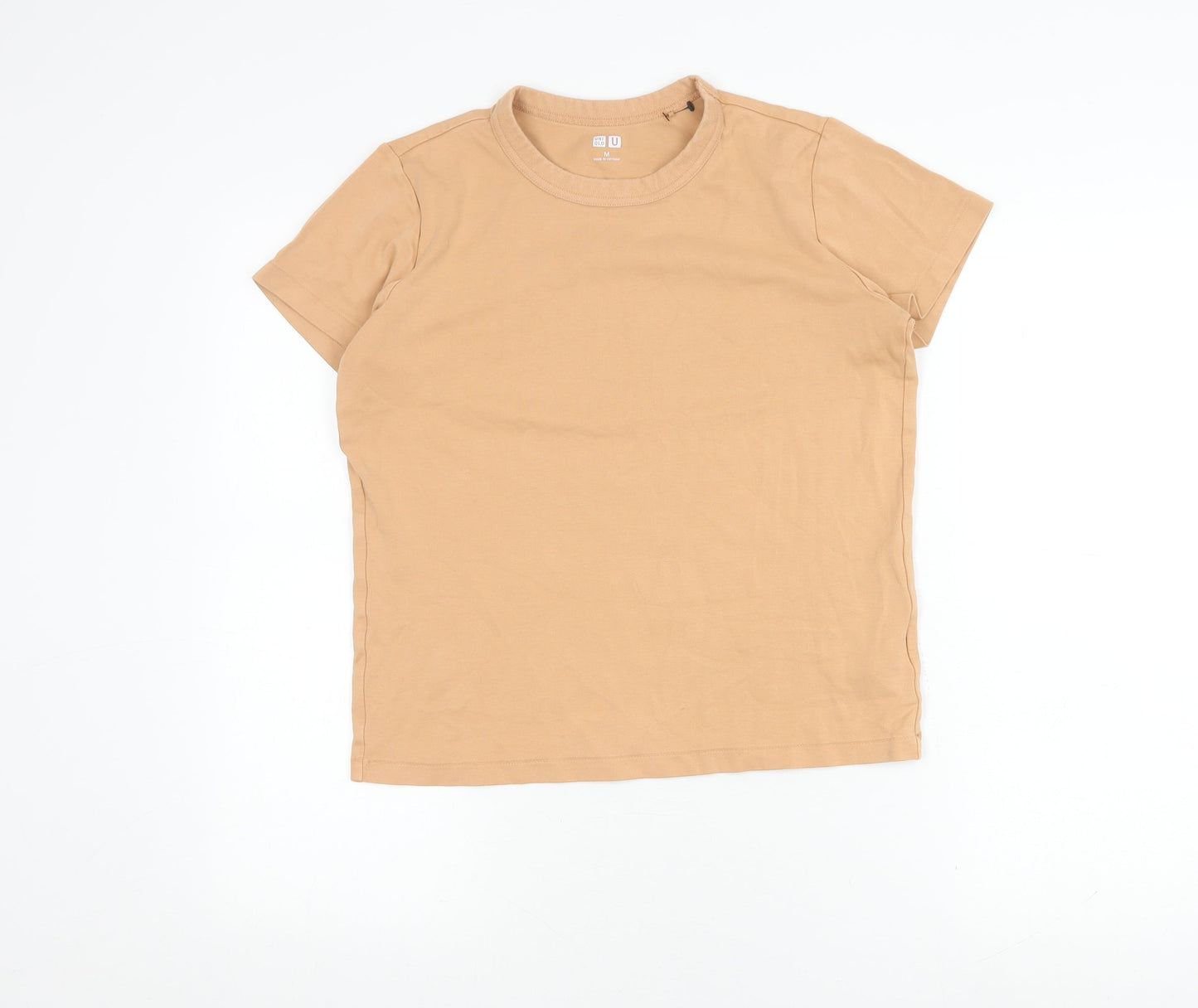 Uniqlo Women's Beige Cotton Crew Neck T-Shirt M