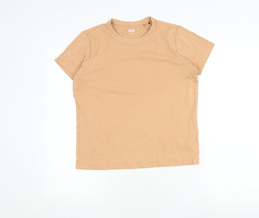 Uniqlo Women's Beige Cotton Crew Neck T-Shirt M
