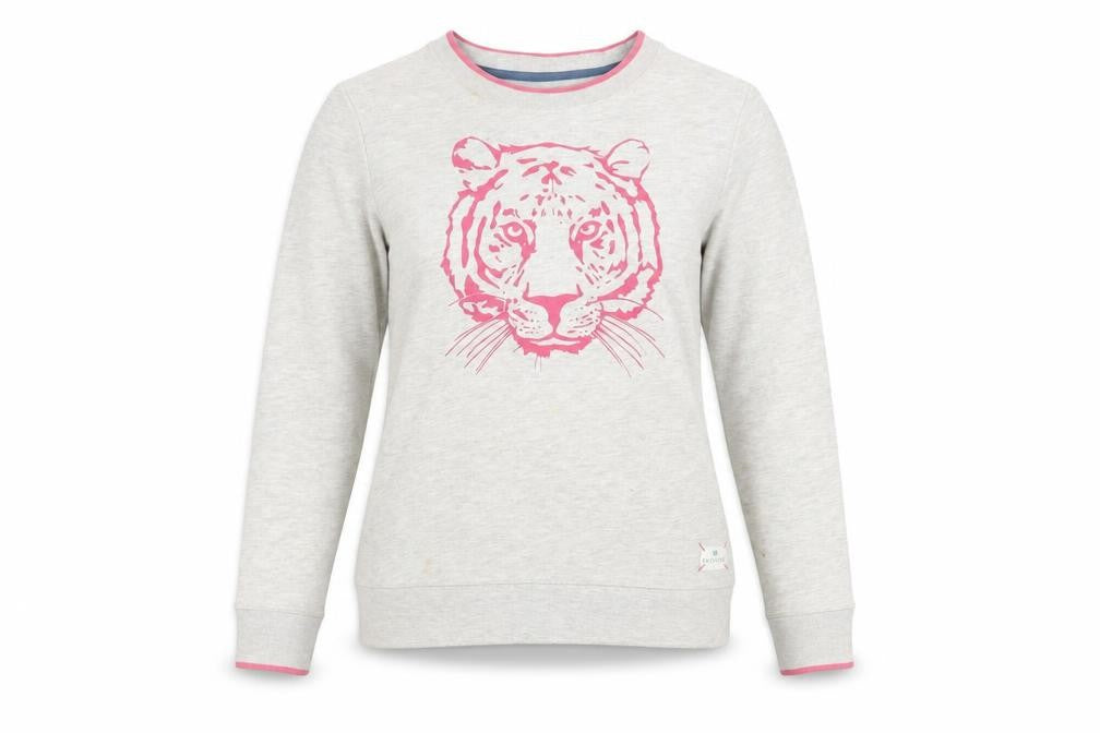 Brakeburn Women’s Grey Tiger Print Pullover Sweatshirt