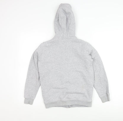 Additional front view of Marks & Spencer girls’ grey hooded jacket - 9-10 years
