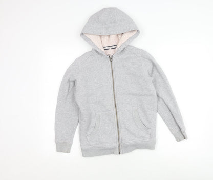 Back view of Marks & Spencer girls’ grey hooded jacket - 9-10 years