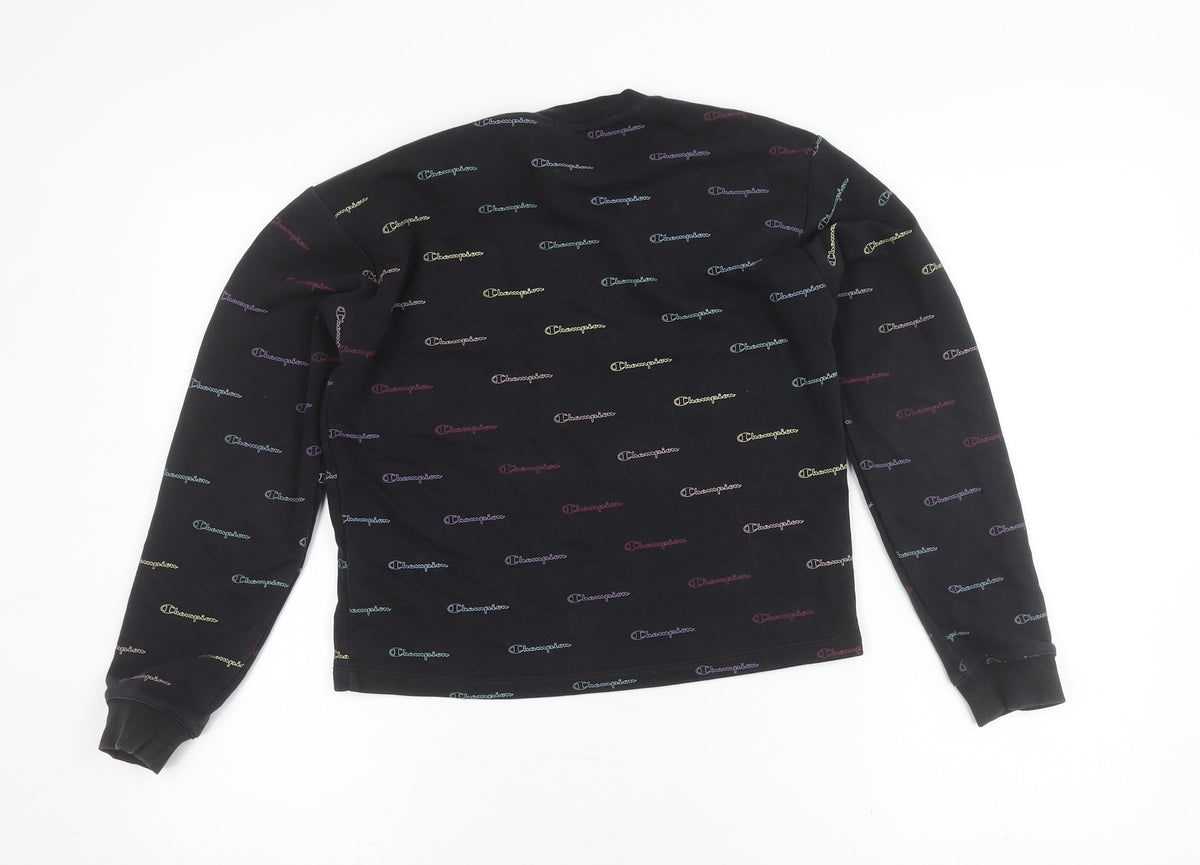 Champion Girls Black Logo Sweatshirt L - Stylish & Comfortable