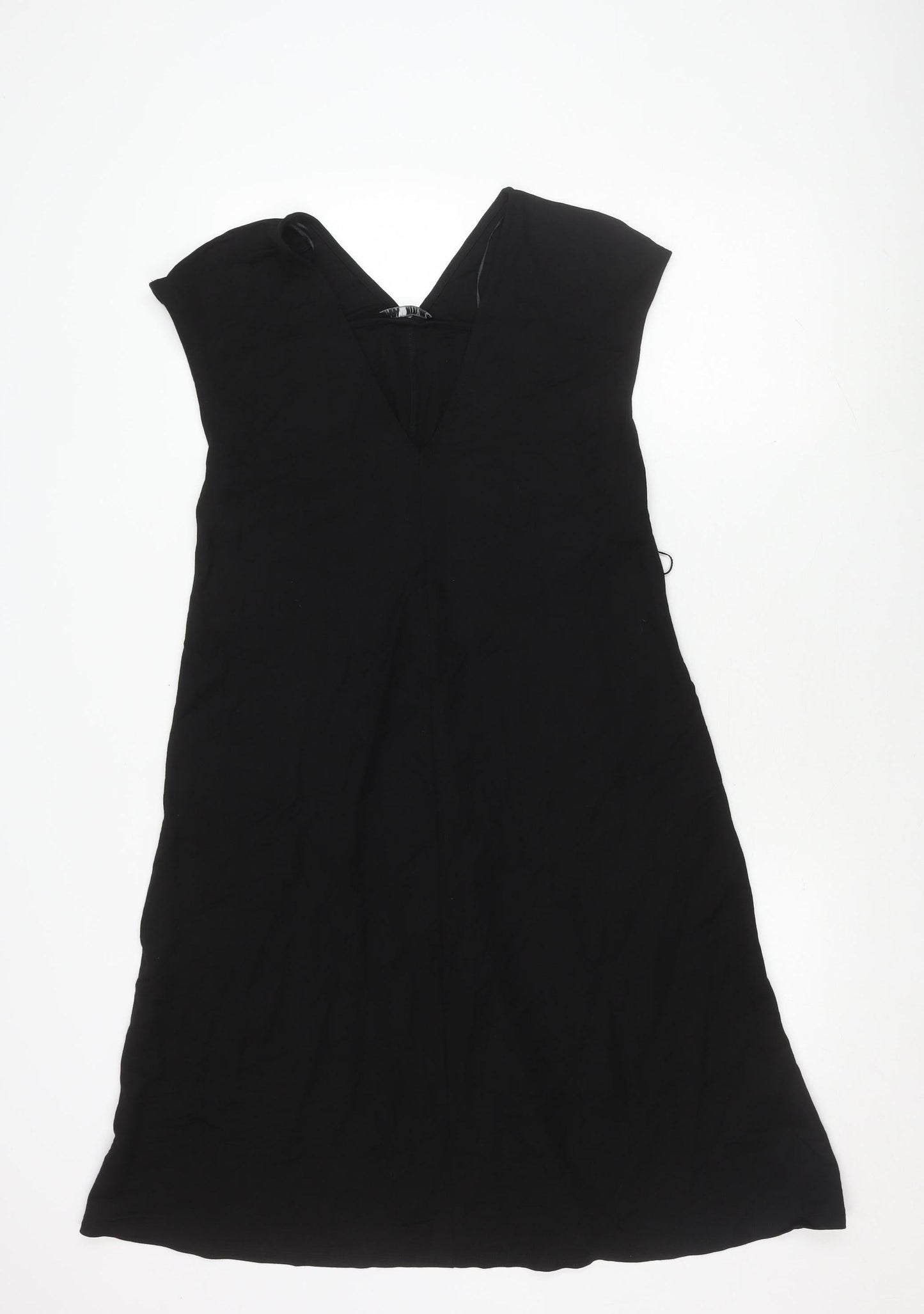 Zara Women’s Black V-Neck Dress - Size S, Elegant Wear