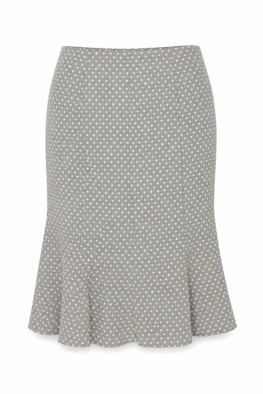 Front view of Alex & Co. Women's Grey Polka Dot Knee-Length Skirt