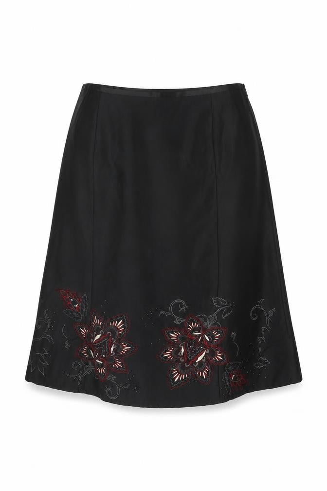 Precis Petite Women's Black Embroidered Skirt Size 16