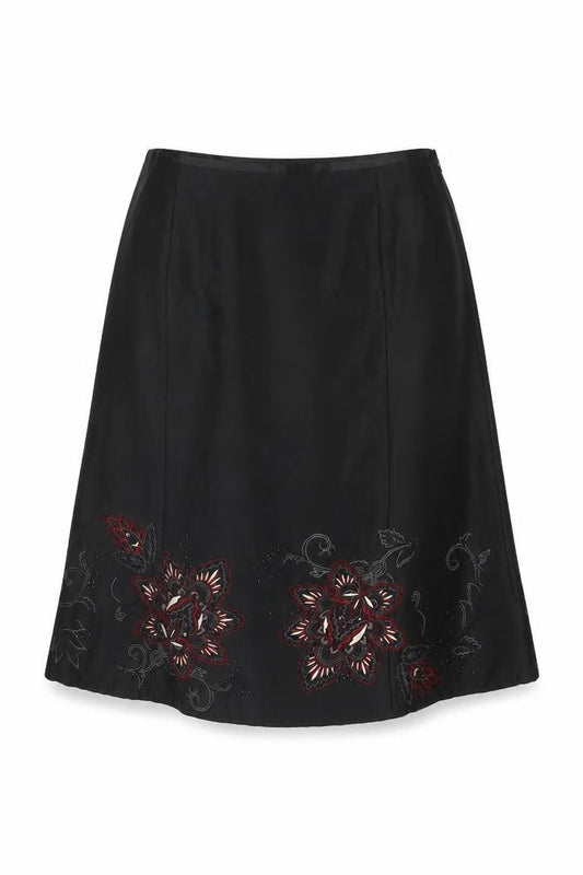 Precis Petite Women's Black Embroidered Skirt Size 16