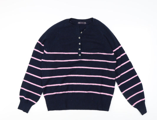 Marks and Spencer Women's Henley Striped Jumper Small