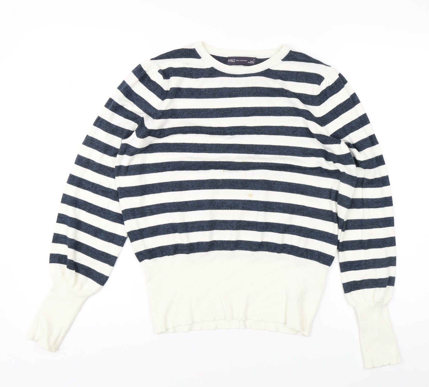 Marks and Spencer Women's Blue Stripe Pullover Jumper M