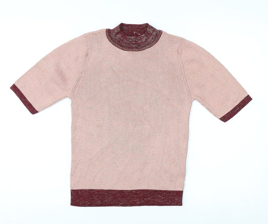 Marks and Spencer Women's Pink Mock Neck Pullover Jumper
