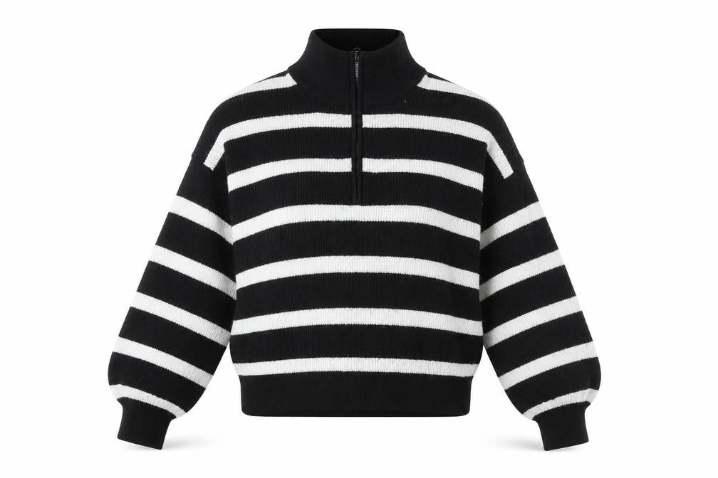 French Connection Women's Black Striped Pullover Jumper S
