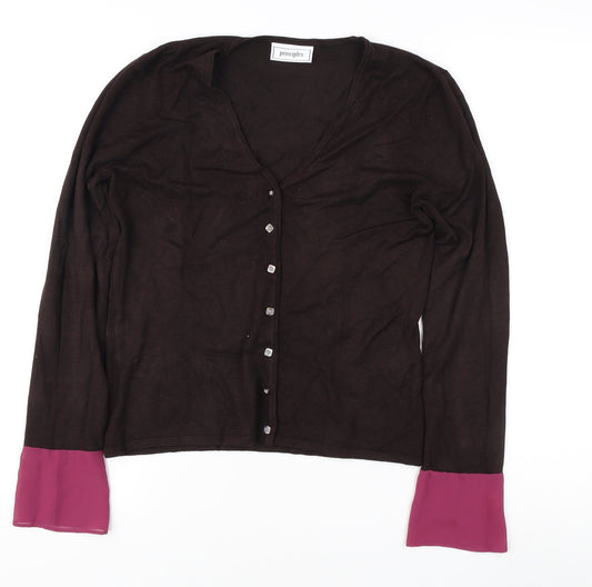 Principles Women's Brown Cardigan M Button Accent