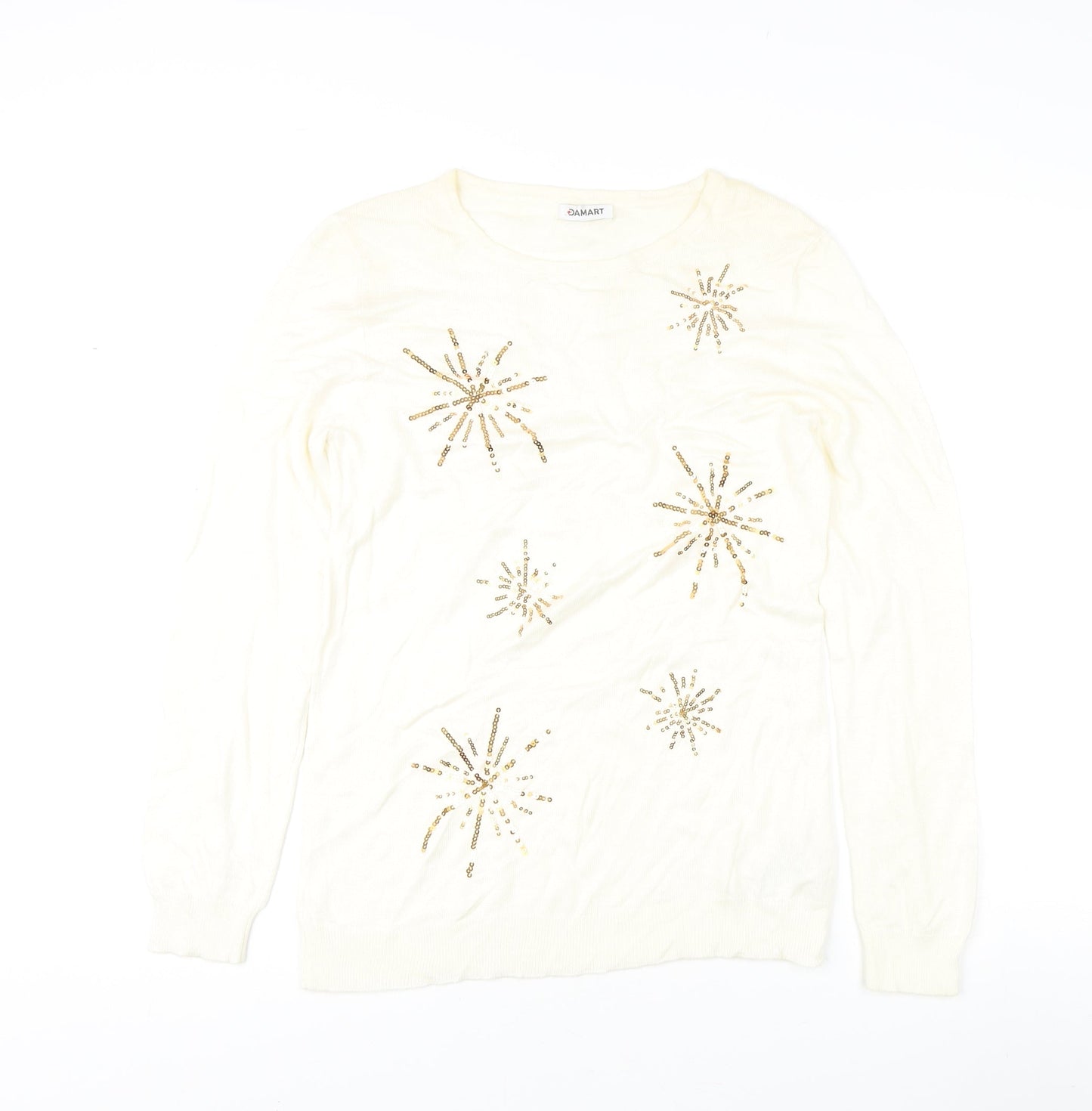 Damart Ivory Sequin Women's S Pullover Jumper