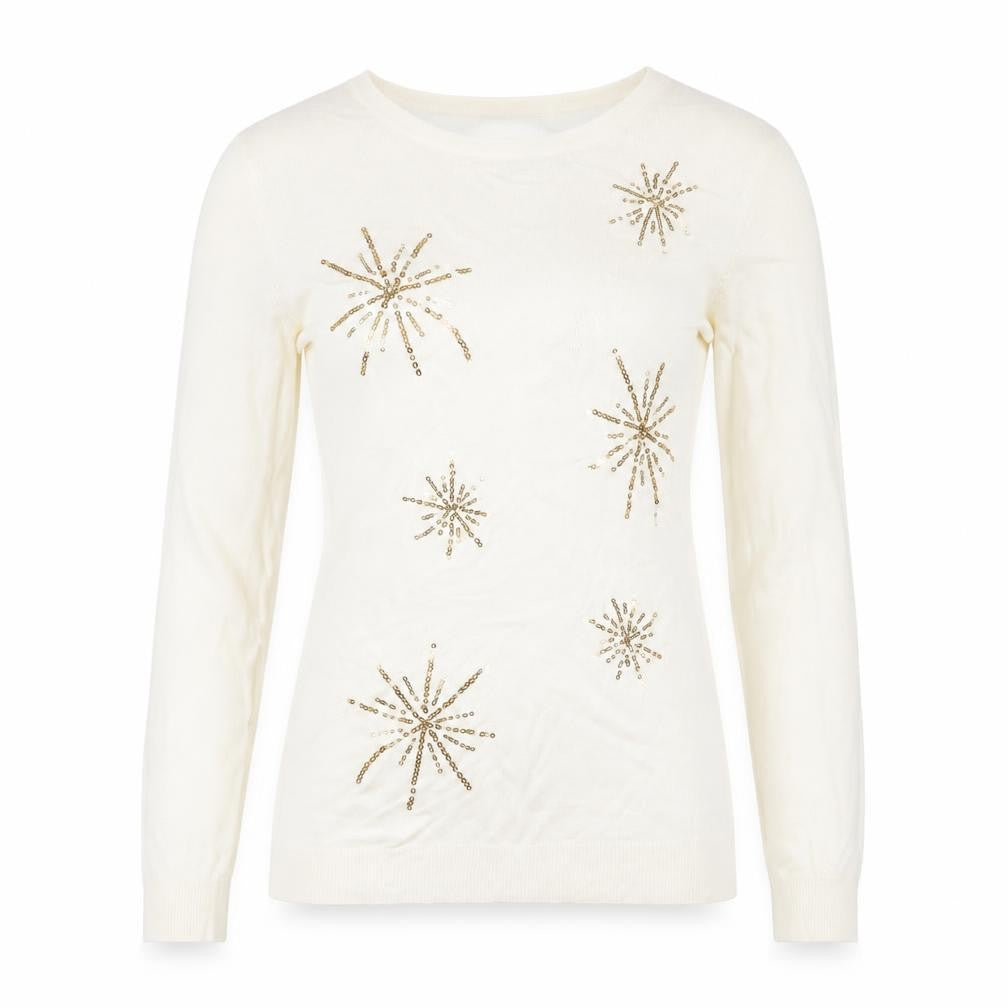Damart Ivory Sequin Women's S Pullover Jumper
