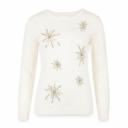 Damart Ivory Sequin Women's S Pullover Jumper