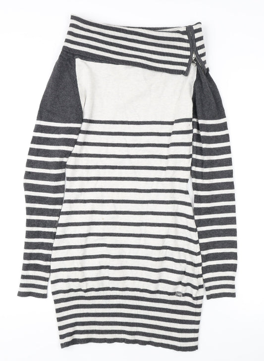 Lipsy Women's Grey Striped Pullover Jumper, Size 8