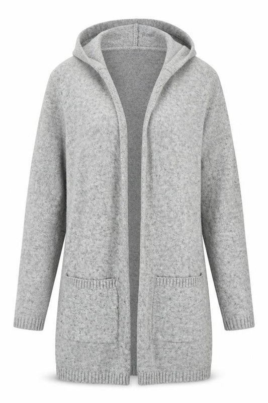 Front view of Only Women's Grey Hooded Cardigan XS