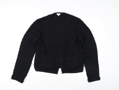 Pablo Women's Black Cardigan M Cable-Knit Round Neck