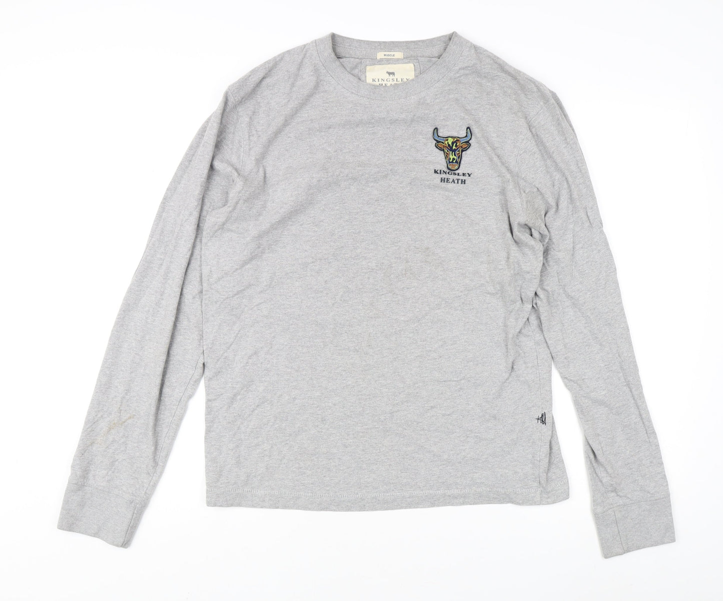 Kingsley Heath Men's Grey L Long Sleeve Cotton T-Shirt