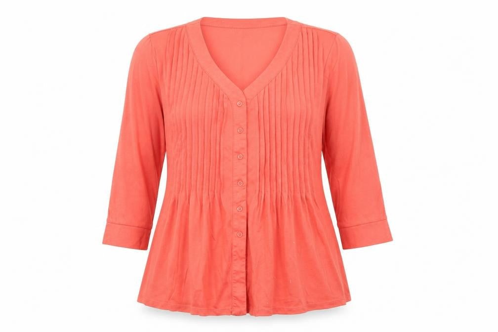 Cotton Traders Women's Orange Blouse, Size 12, V-Neck
