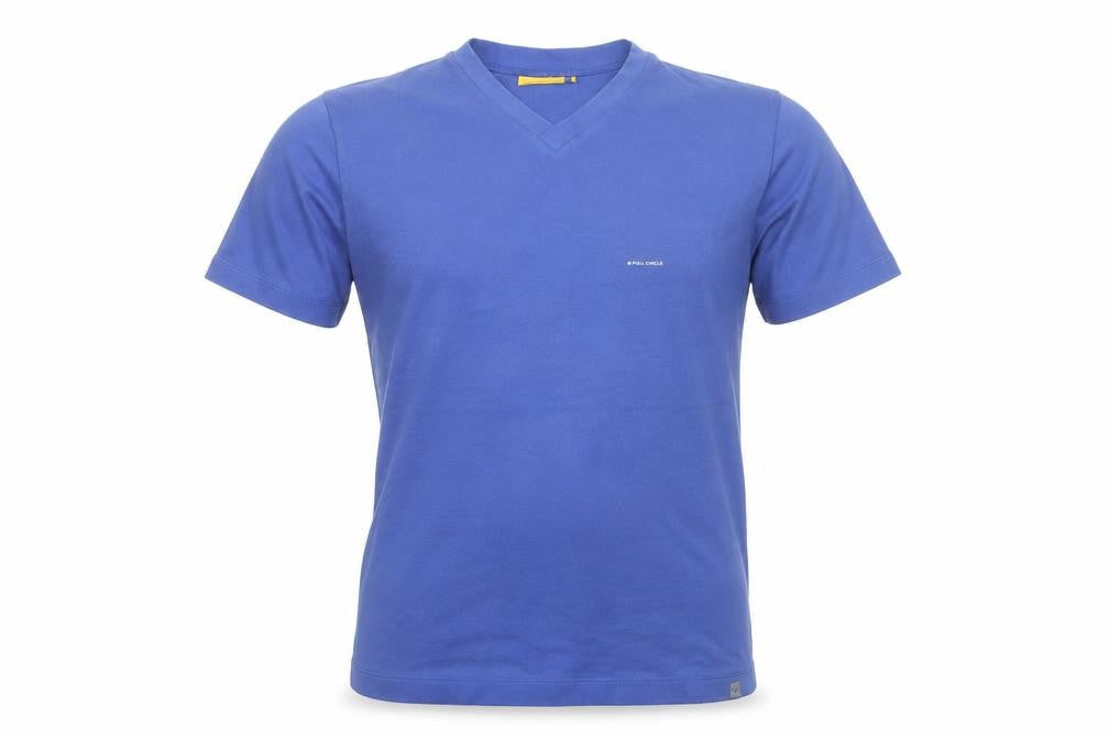 Full Circle Men's Blue V-Neck T-Shirt, Small, Slim Fit