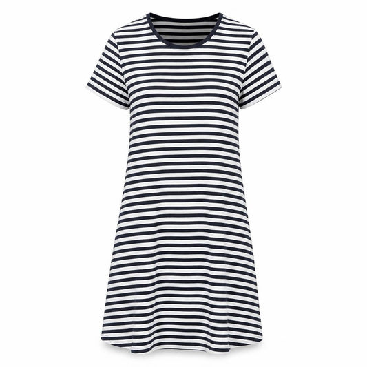 Only Women's Black M T-Shirt Dress Striped Cotton Casual