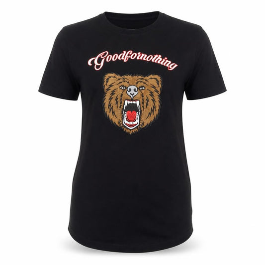 Goodfornothing Womens Black T-Shirt S, Embroidered