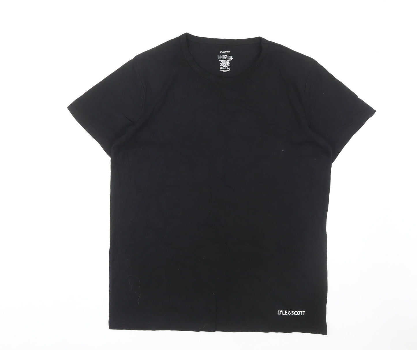 Lyle & Scott Men's Black Cotton T-Shirt, Size L