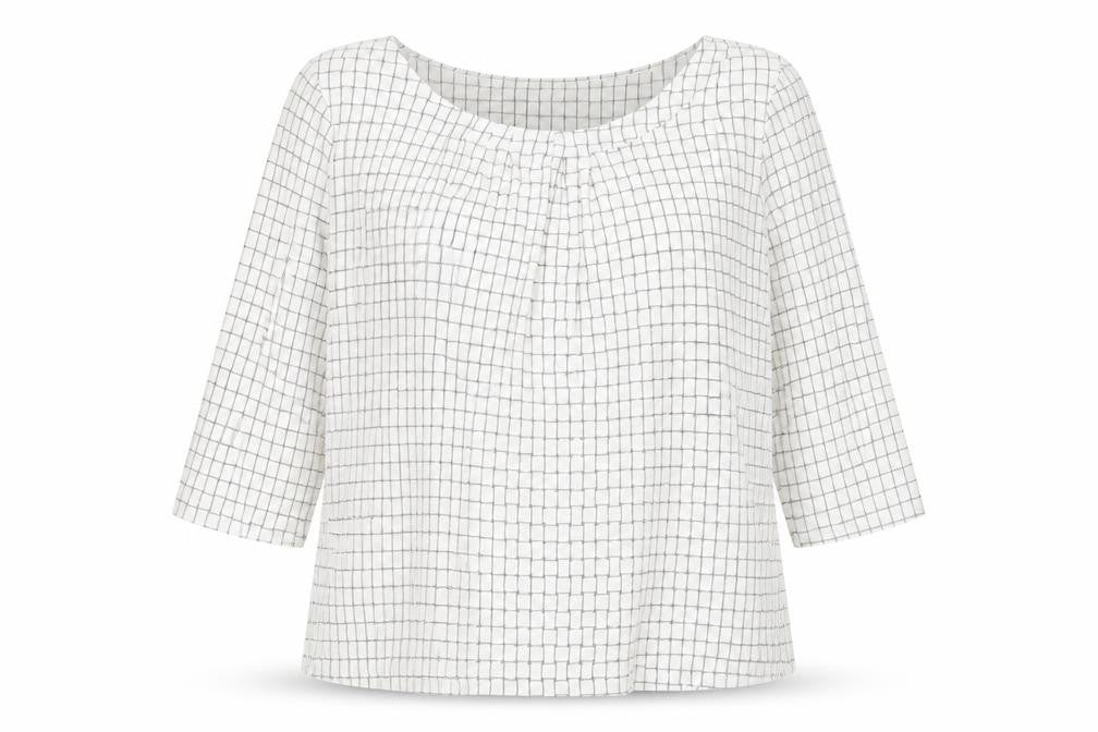 David Jones Women's White Check Blouse L