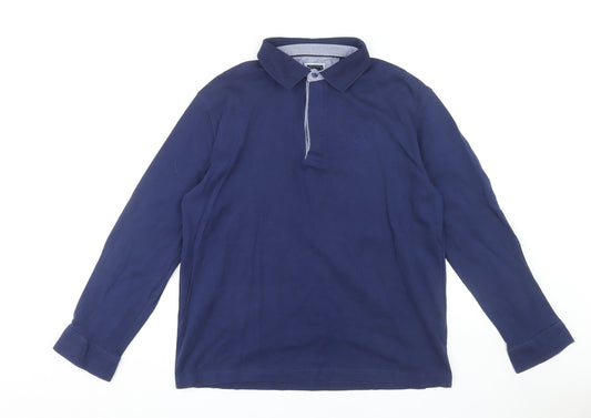 Umberto Men's Blue 2XL Long Sleeve Polo Shirt