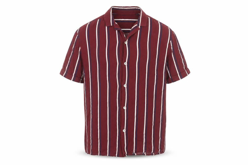 Burton Menswear Men's Red Striped Shirt, Size L