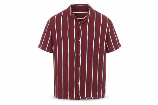 Burton Menswear Men's Red Striped Shirt, Size L