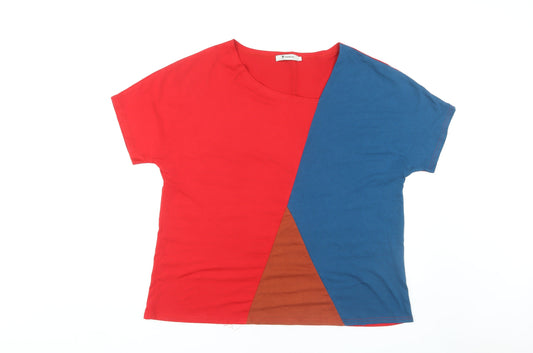 YIDARTON Women's Red Colourblock T-Shirt, 2XL