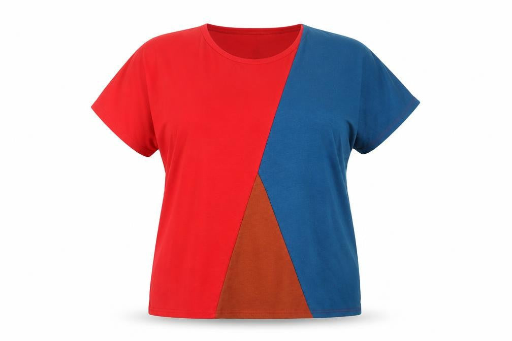 YIDARTON Women's Red Colourblock T-Shirt, 2XL