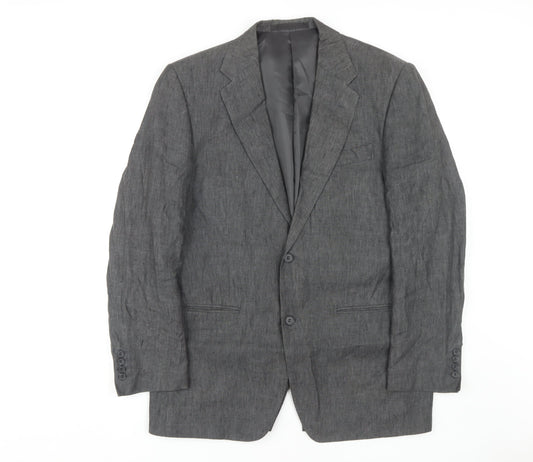 Marks and Spencer Men's Grey Blazer, Size M, Single-Breasted