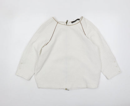 Preloved Zara Basic Women's White Basic Top, Size S, Zip Accent - Front