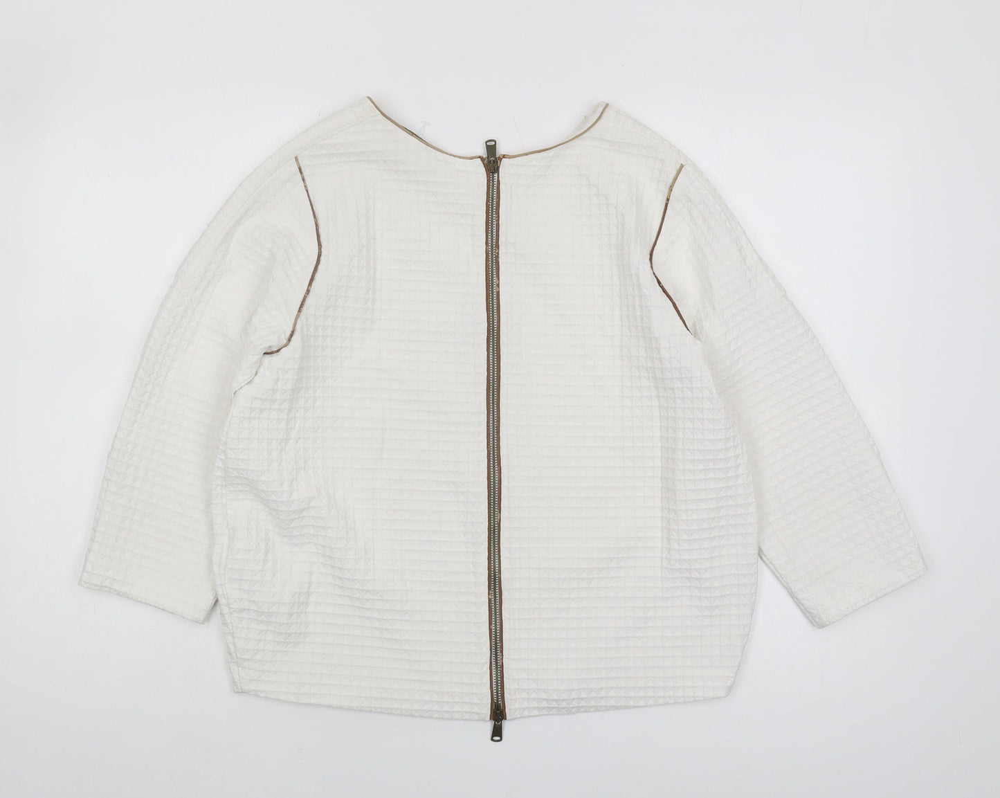 Zara Basic Women's White Basic Top, Size S, Zip Accent