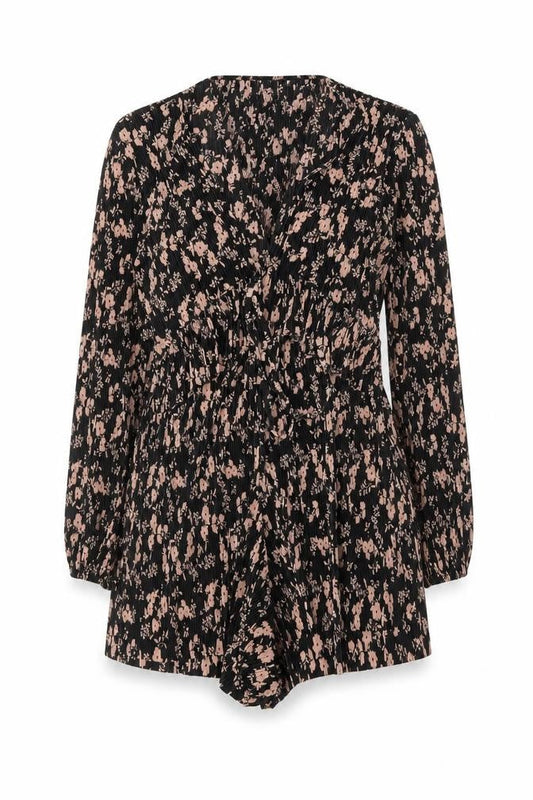 Topshop Women's Black Floral Playsuit Size 6 Petite