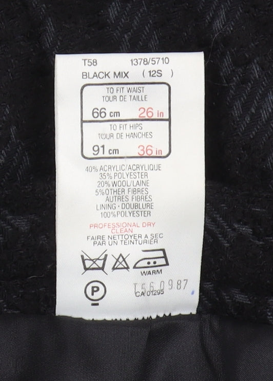 St Michael Women's Black Pencil Skirt Size 12 Short
