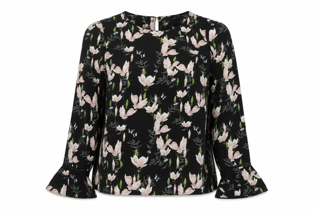 Oasis Women's Black Floral Blouse Size 10