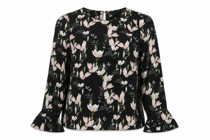 Oasis Women's Black Floral Blouse Size 10