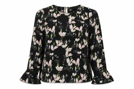 Oasis Women's Black Floral Blouse Size 10