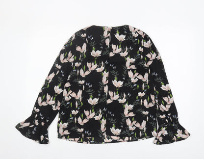 Oasis Women's Black Floral Blouse Size 10