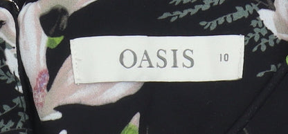 Oasis Women's Black Floral Blouse Size 10