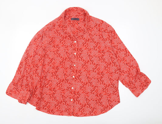 Marks and Spencer Women's Red Button-Up Shirt, Size 20