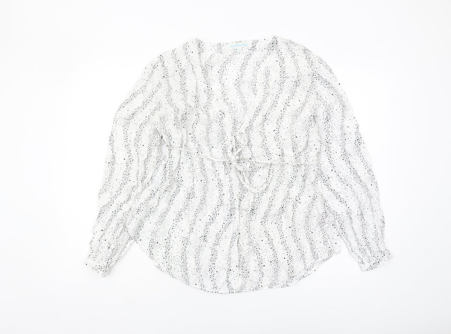 JoJo Maman Bébé Women's White Animal Print Wrap Blouse L
