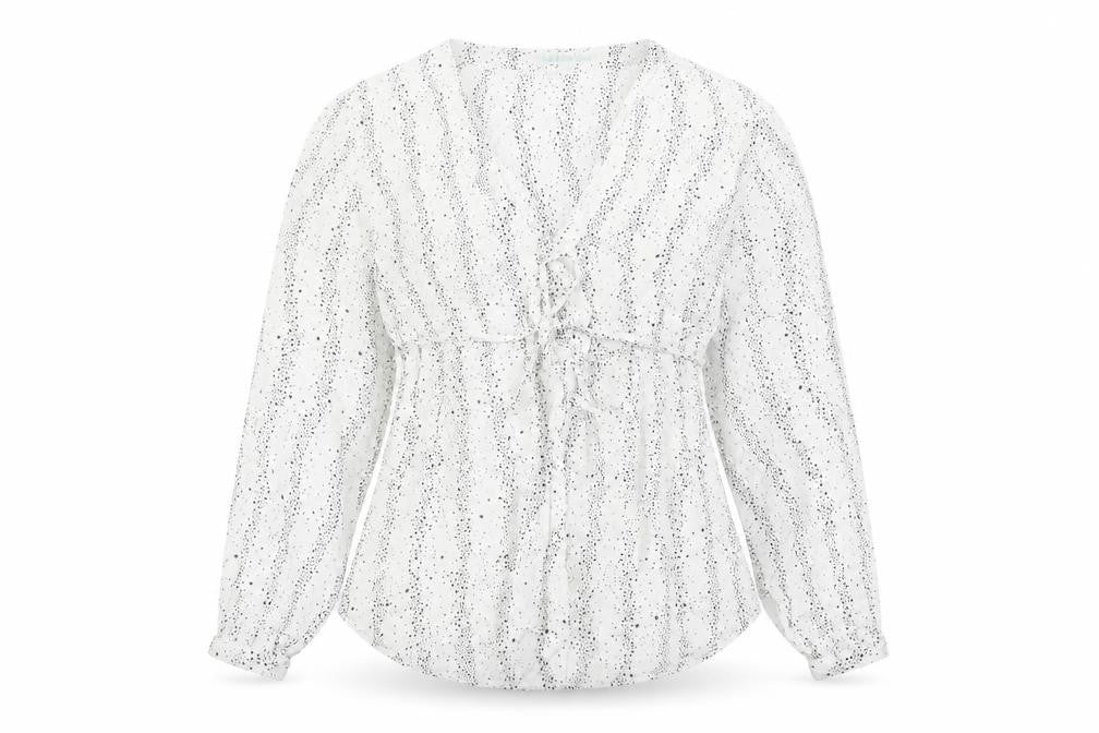 JoJo Maman Bébé Women's White Animal Print Wrap Blouse L